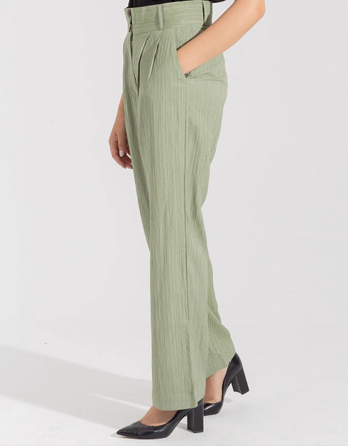 TEXTURED WIDE LEG PANTS